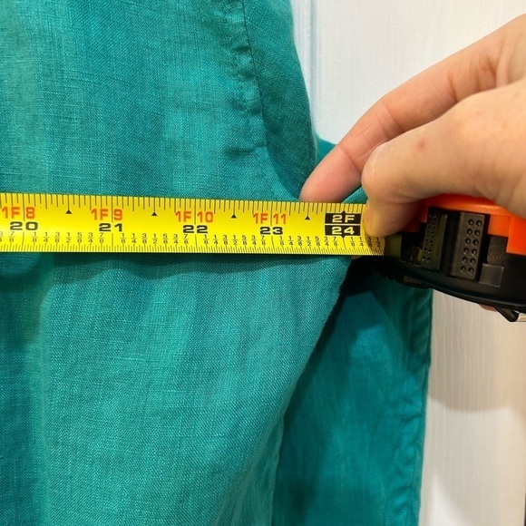 Men's 100% Linen Button Front Shirt Casual Single Breast Pocket Long Sleeve Sz L - Picture 4 of 5